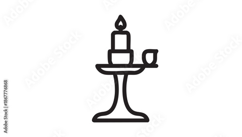 Simple candle illustration on a candlestick with holder