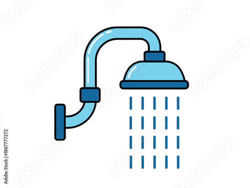 Shower head with water droplets falling from it on