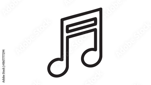 Simple black eighth note symbol on a white background viewed from directly above