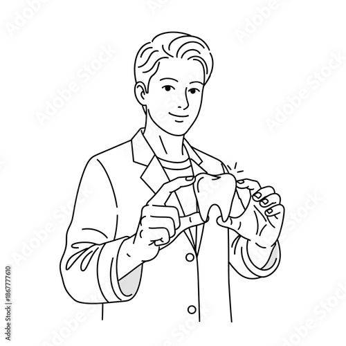 Man Holding and Examining a Mouse.