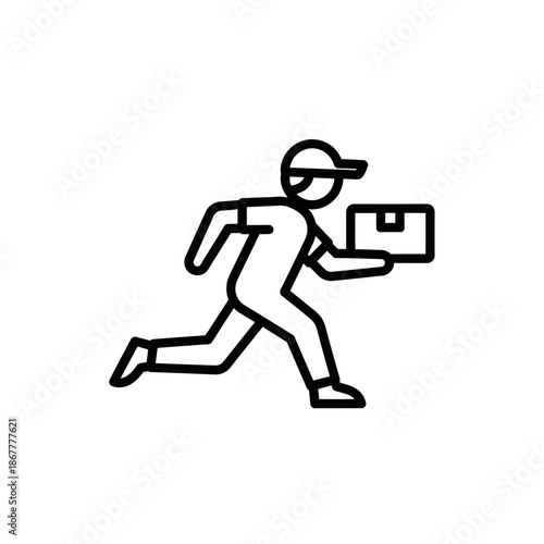 Delivery Person Running with Package.