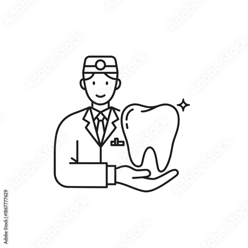 Dentist Holding Tooth in Hand Illustration.