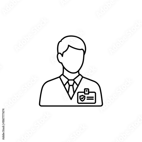 Man with ID Badge Illustration.