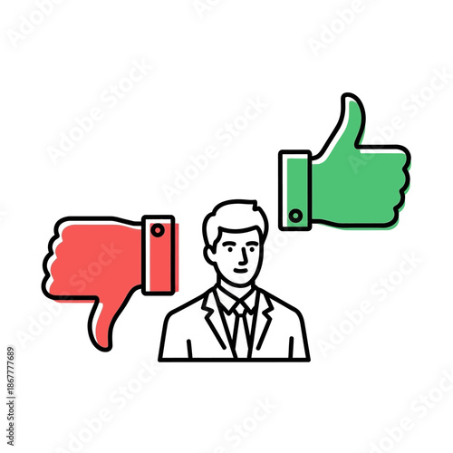 Man with Thumbs Up and Down.