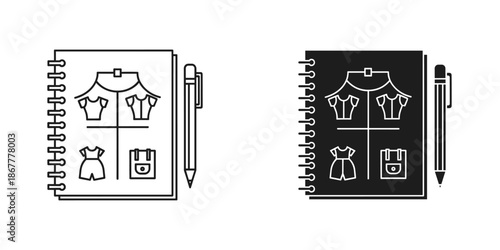 Two Notebooks with Clothing and Pens spiral-bound clothing fashion pens