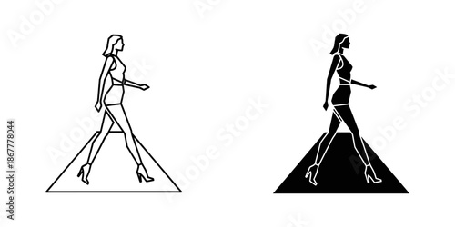 Two Women Walking on Different Surfaces in Heels black and white