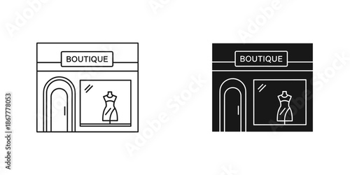 Black and White Boutique Storefront with Mannequin