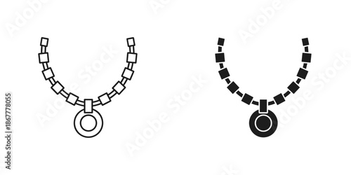 Black and White Beaded Necklaces with Circular Pendants