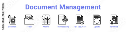 Document Management Icon Banner and Collection