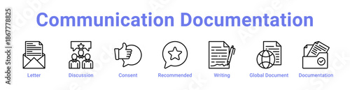 Communication Documentation Icon Banner and Collection