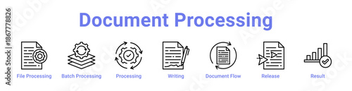 Document Processing Icon Banner and Collection
