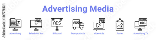 Advertising Media Icon Banner and Collection