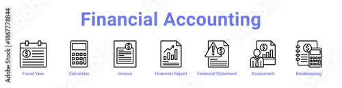 Financial Accounting Icon Banner and Collection