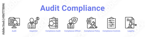 Audit Compliance Icon Banner and Collection