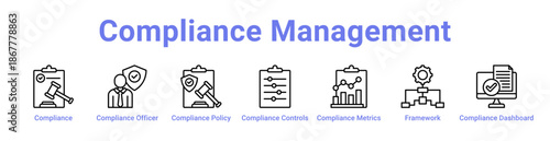 Compliance Management Icon Banner and Collection