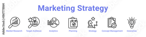 Marketing Strategy Icon Banner and Collection