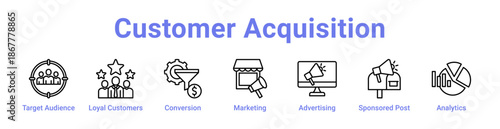 Customer Acquisition Icon Banner and Collection