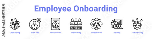 Employee Onboarding Icon Banner and Collection