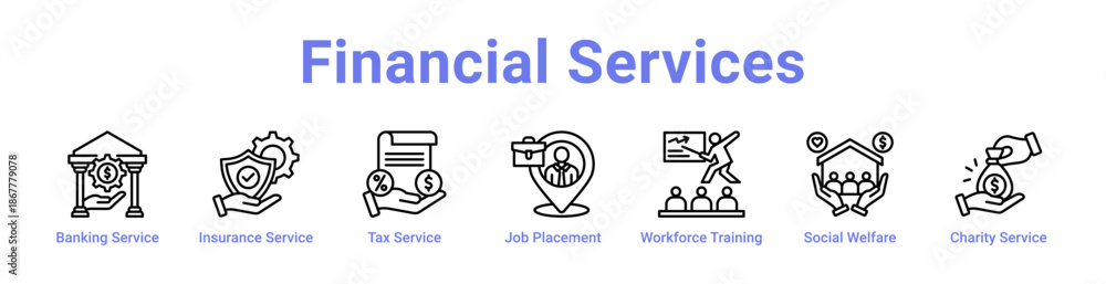 Fototapeta premium Financial Services Icon Banner and Collection