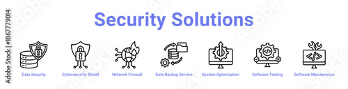 Security Solutions Icon Banner and Collection