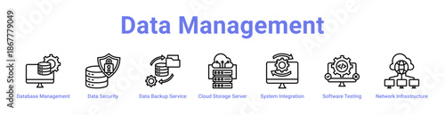 Data Management Icon Banner and Collection