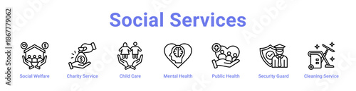 Social Services Icon Banner and Collection