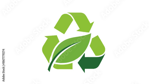 Eco-friendly Green Recycle Symbol with Leaf Graphic Representing Environmental Conservation and Sustainable Living