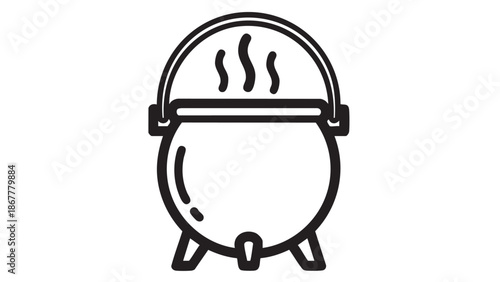 A simple line drawing of a small boat with oars on a white background