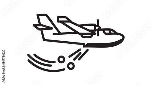 A simple line drawing of a small boat with oars on a white background