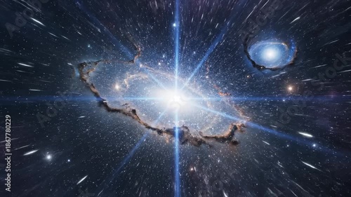 Zooming Through the Ring Nebula Galaxy in Deep Space, Slow Motion