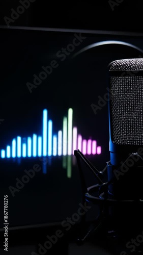 Recording Audio Using Studio Microphone With Sound Waves Visualization