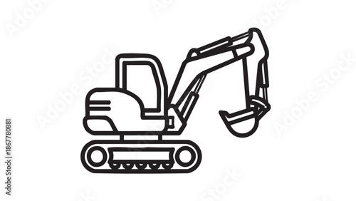 A simple line drawing of a small boat with oars on a white background