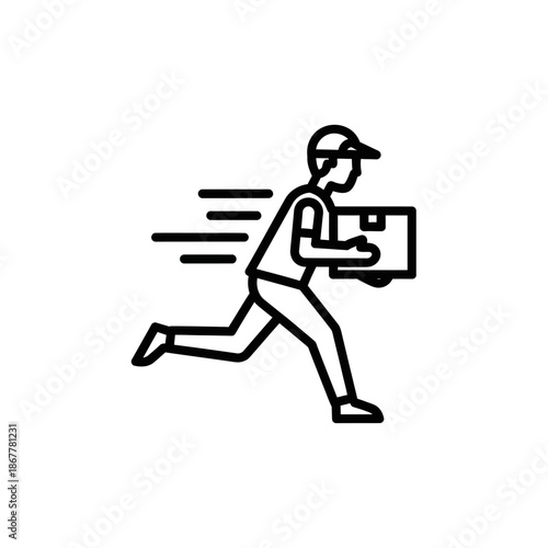 Delivery Person Running with Package.
