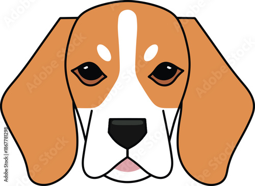 Cute Flat Design Beagle Dog Head Illustration