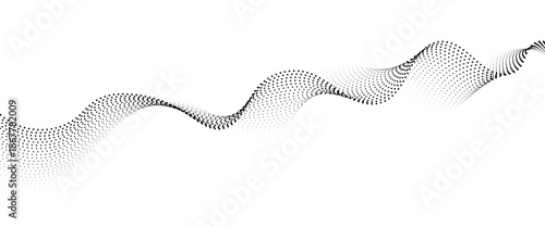 Flowing Dot Wave halftone gradient pattern on transparent background	
