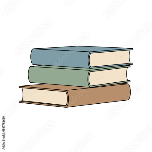Stack of hardcover books icon in muted colors for indoor rummage sales