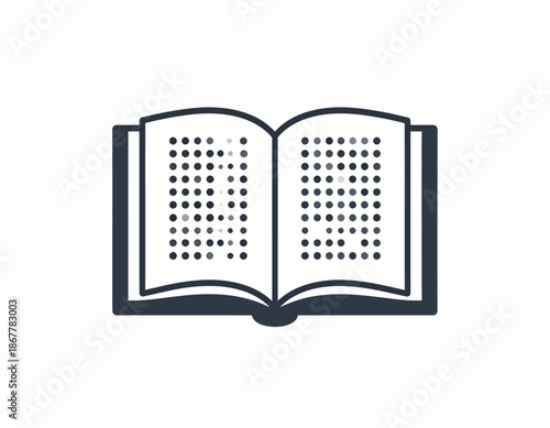 Open book with braille text, symbol for accessibility and reading for the visually impaired, representing education and inclusivity