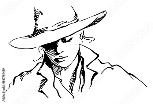 fashion portrait of a stylish woman wearing a hat and coat