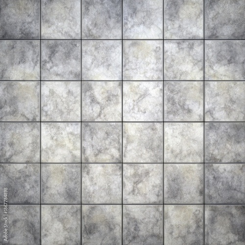 Square gray tile pattern with faded mottled surface and texture