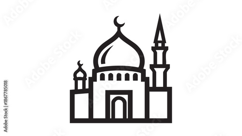 Wallpaper Mural Simple illustration of a mosque with a dome and minarets against a plain background Torontodigital.ca