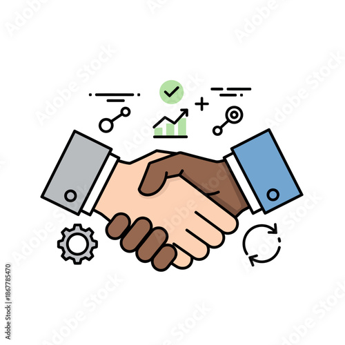 Handshake Illustration Symbolizing Partnership Agreement.