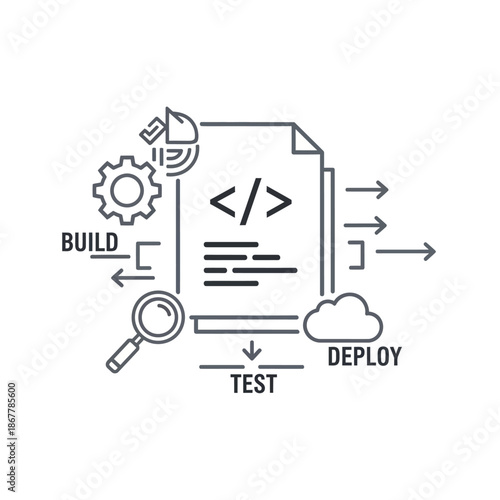 Software Development Process Diagram Illustration.
