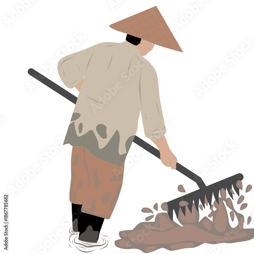 illustration of a farmer cultivating the land