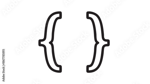 A close-up view of a pair of curly bracket symbols on a plain white background