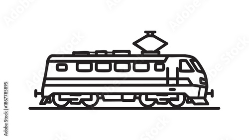 Illustration of a train on the tracks viewed from the side