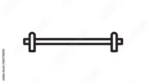 Simple black and white illustration of a barbell on a plain white background