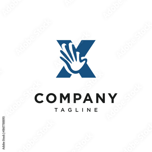 Letter X Palm Hand Logo Icon Vector