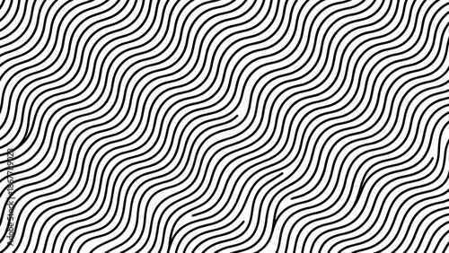 Abstract wavy line pattern. Optical art black and white. Minimalist vector background. Geometric waves texture. Hypnotic curves. Modern striped wallpaper. Linear motion illusion.