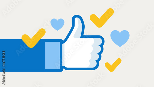 Thumbs up gesture. Approval like concept. Social feedback. Success symbol. Positive review agreement. Okay good job. Satisfaction vote yes. Check mark hearts. Support recommend.
