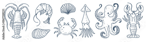 Mediterranean Seafood Icons Collection